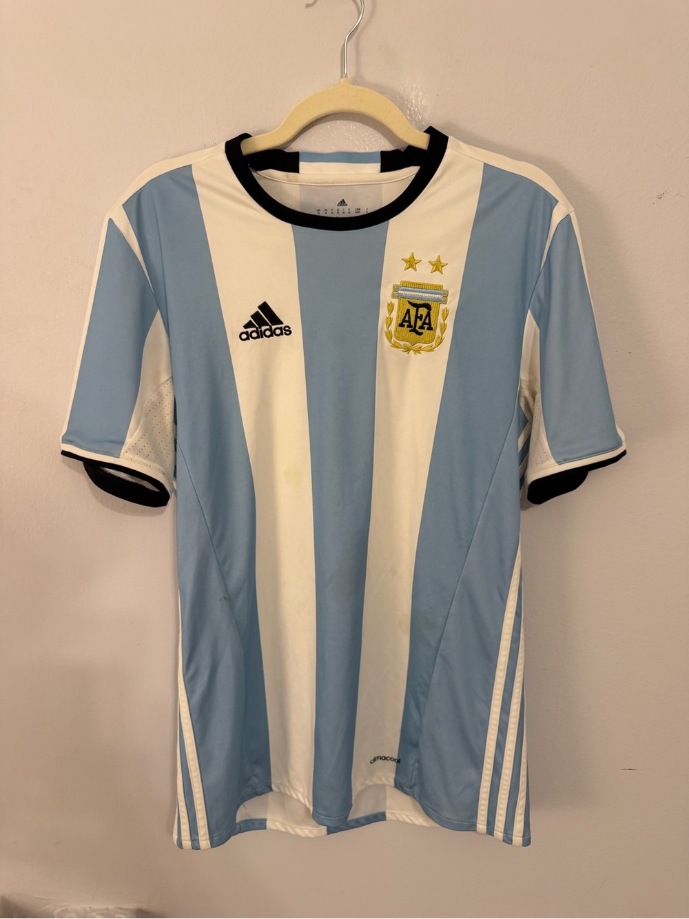 adidas Argentina Striped Soccer Jersey - Light Blue & White